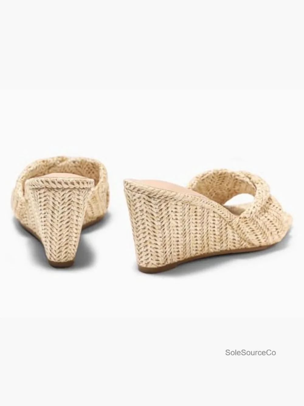 Wedge Espadrilles Square Open Toe Slip On High Heel Summer Sandals